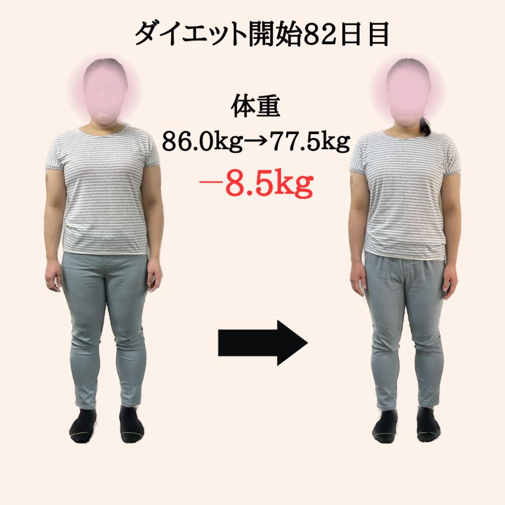 ダイエット開始82日目ビフォーアフター